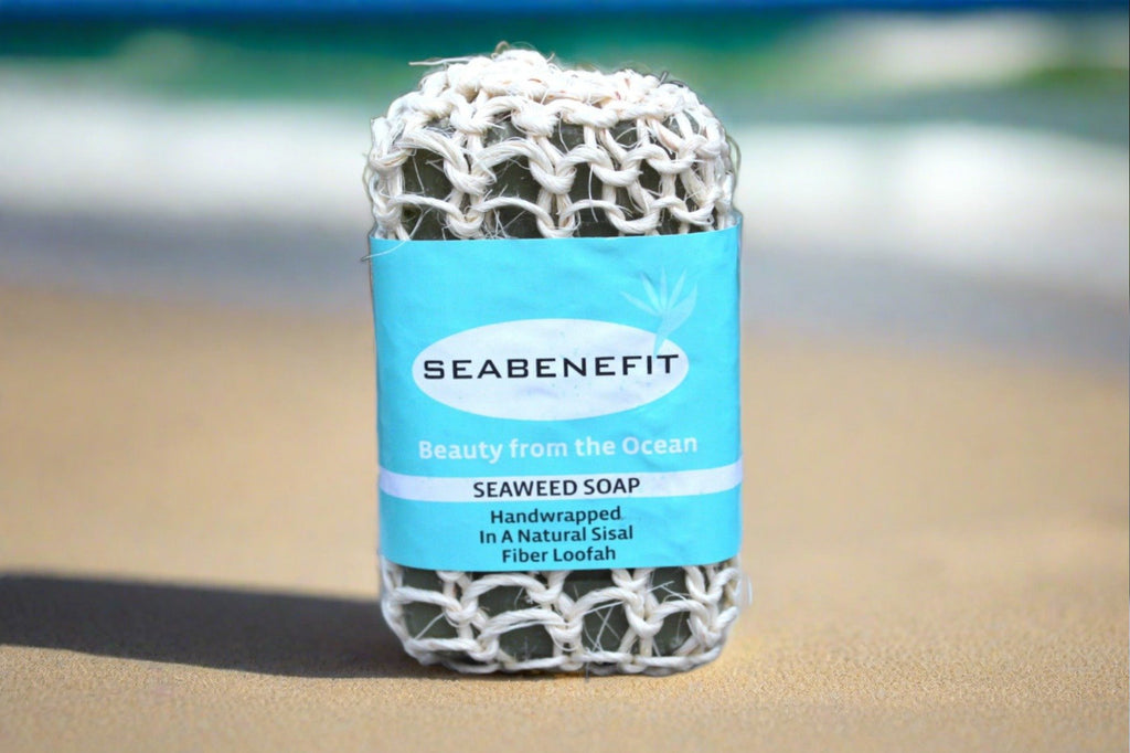Seabenefit Pacific Seaweed Soap Wrapped in a Loofah